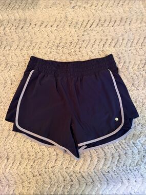 Women’s Navy Running Shorts with Contrast Trim 2 in 1 L LikeNew Pockets